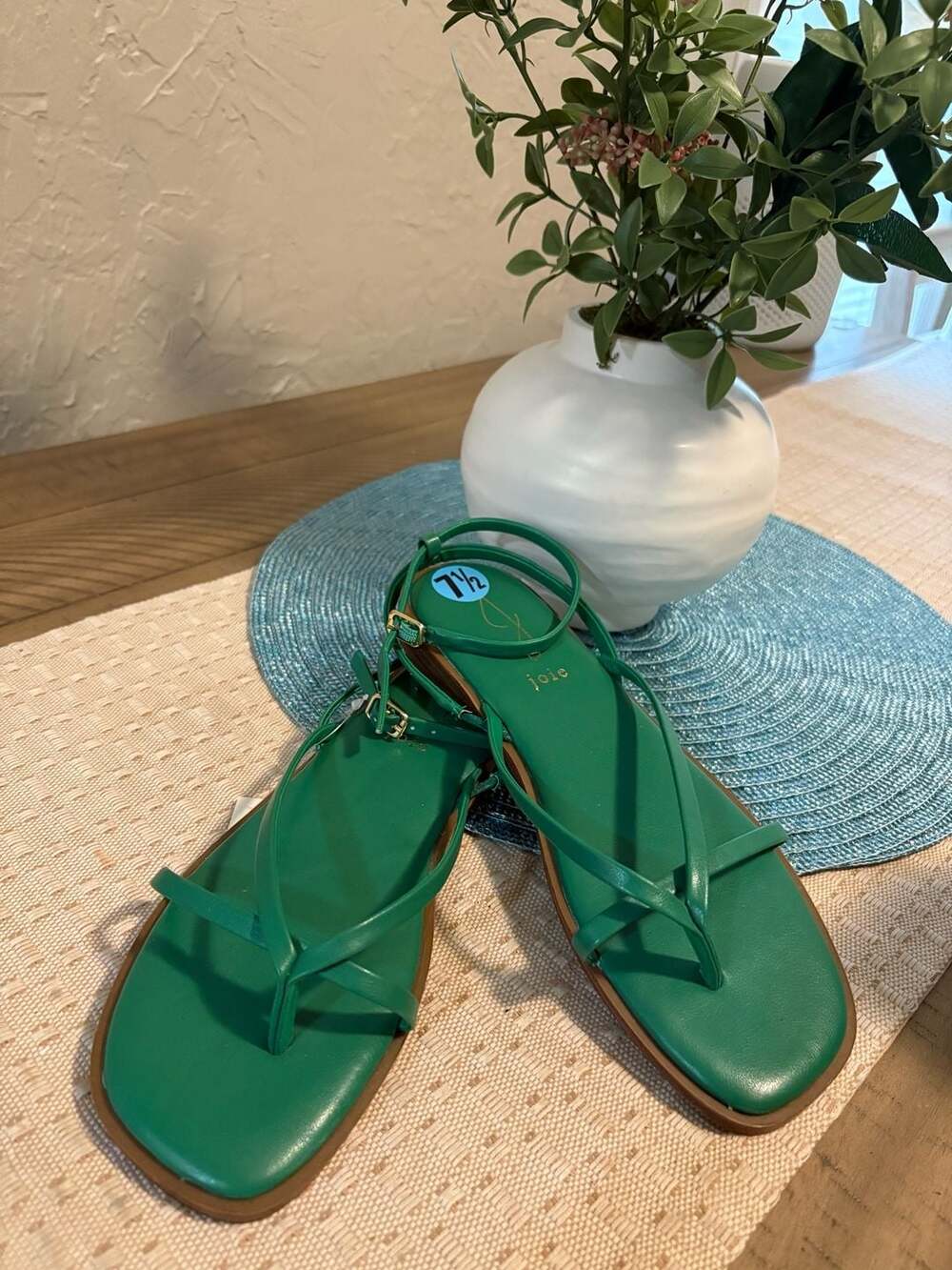 Joie Vida Green Strappy Flat Sandals Size 7.5 (B1-6)